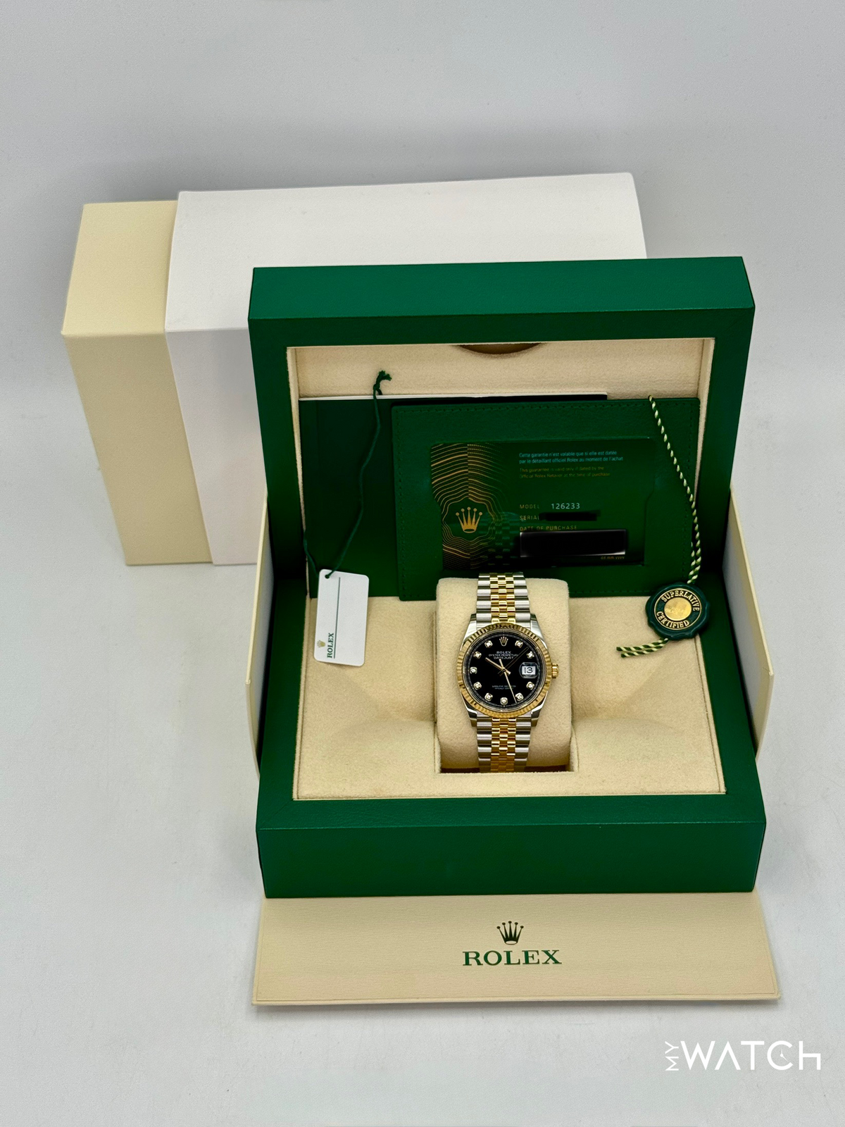 2024 Rolex Datejust 36mm 126233 Two-Tone Jubilee Black Diamond Dial
