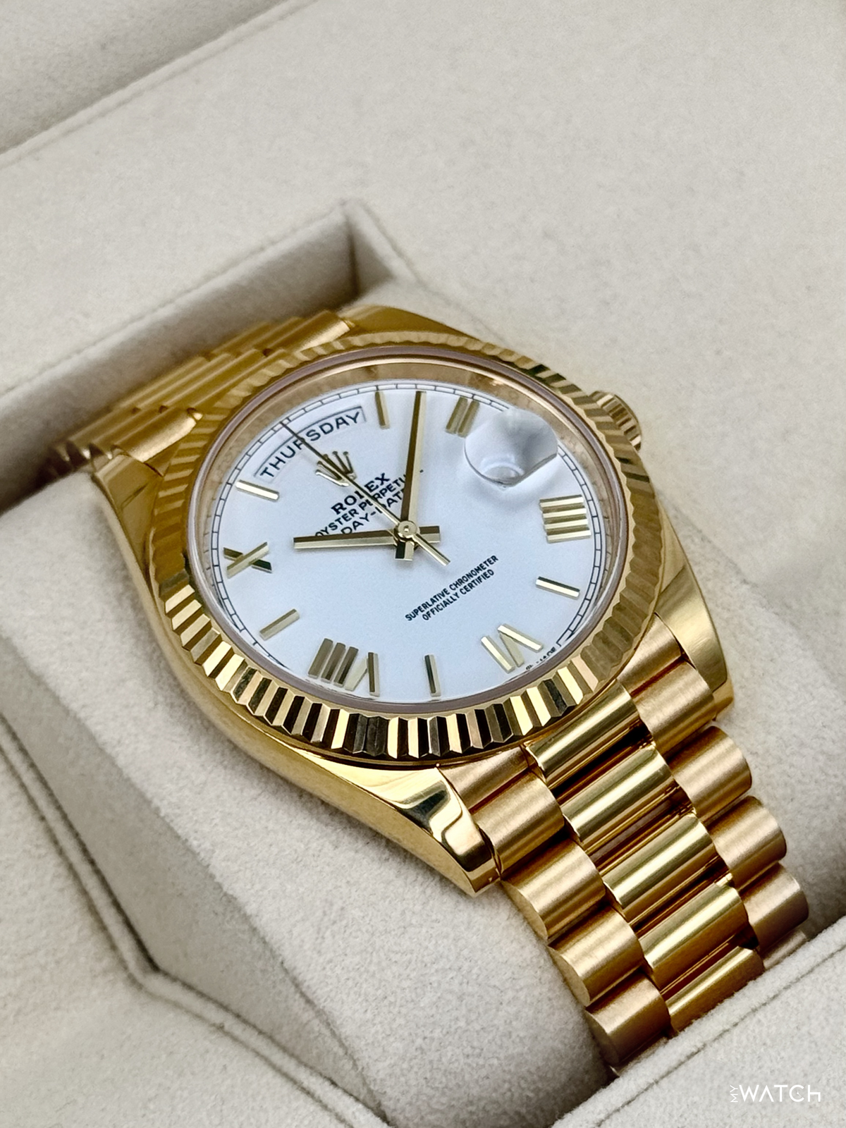 2022 Rolex Day-Date 40mm 228238 Presidential White Dial