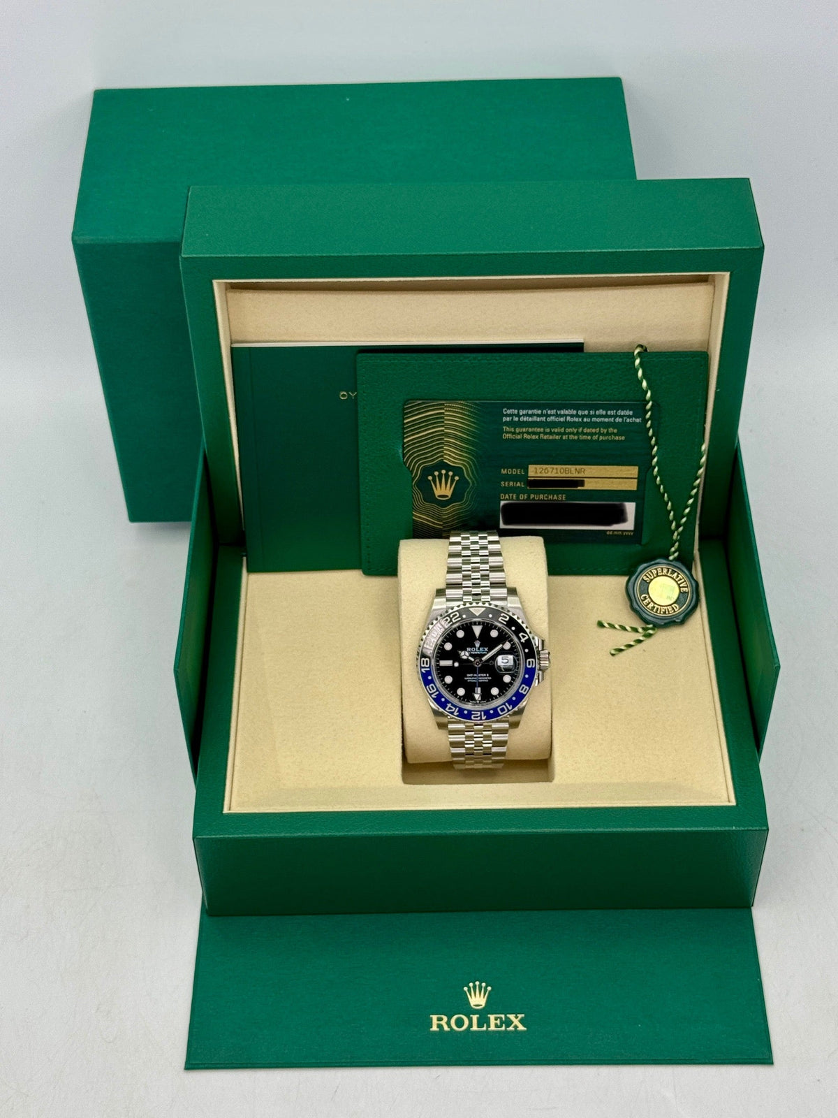 NEW 2026 Rolex GMT-Master II Batgirl 40mm 126710BLNR Jubilee (NEW STYLE CARD)