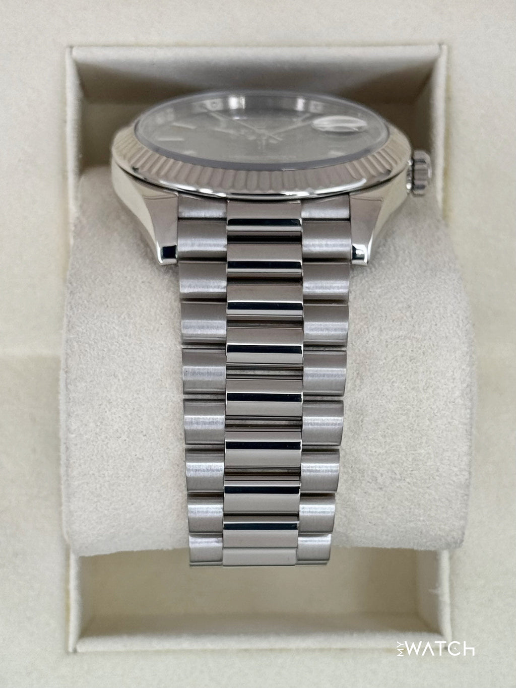2020 Rolex Day-Date 40mm 228239 White Gold Rhodium Motif Dial