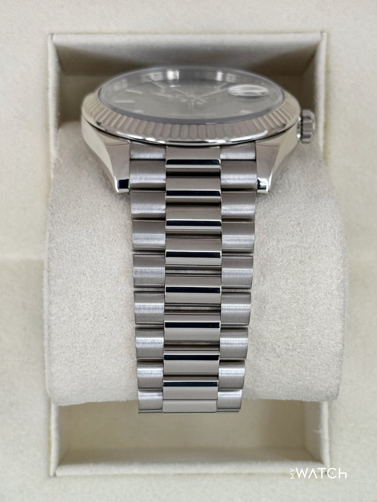 2020 Rolex Day-Date 40mm 228239 White Gold Rhodium Motif Dial