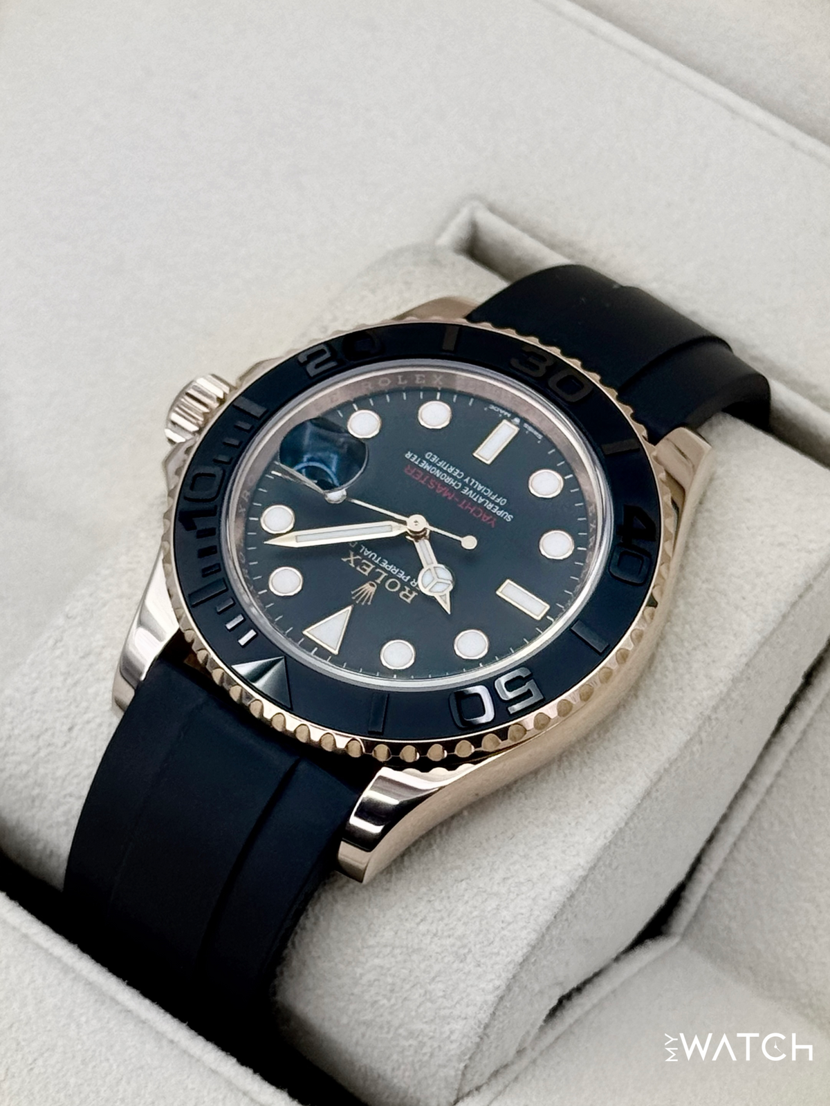 2023 Rolex Yacht-Master 40mm 126655 Rose Gold Oysterflex Black Dial