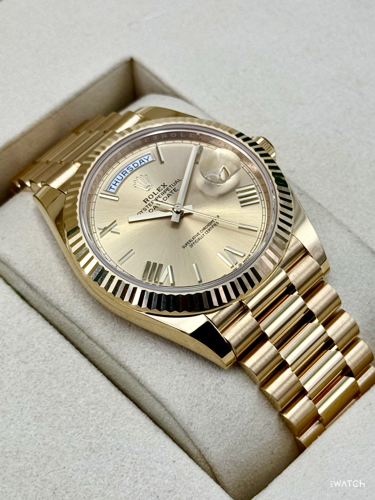 2025 Rolex Day-Date 40mm 228238 Presidential Champagne Roman Numeral Dial