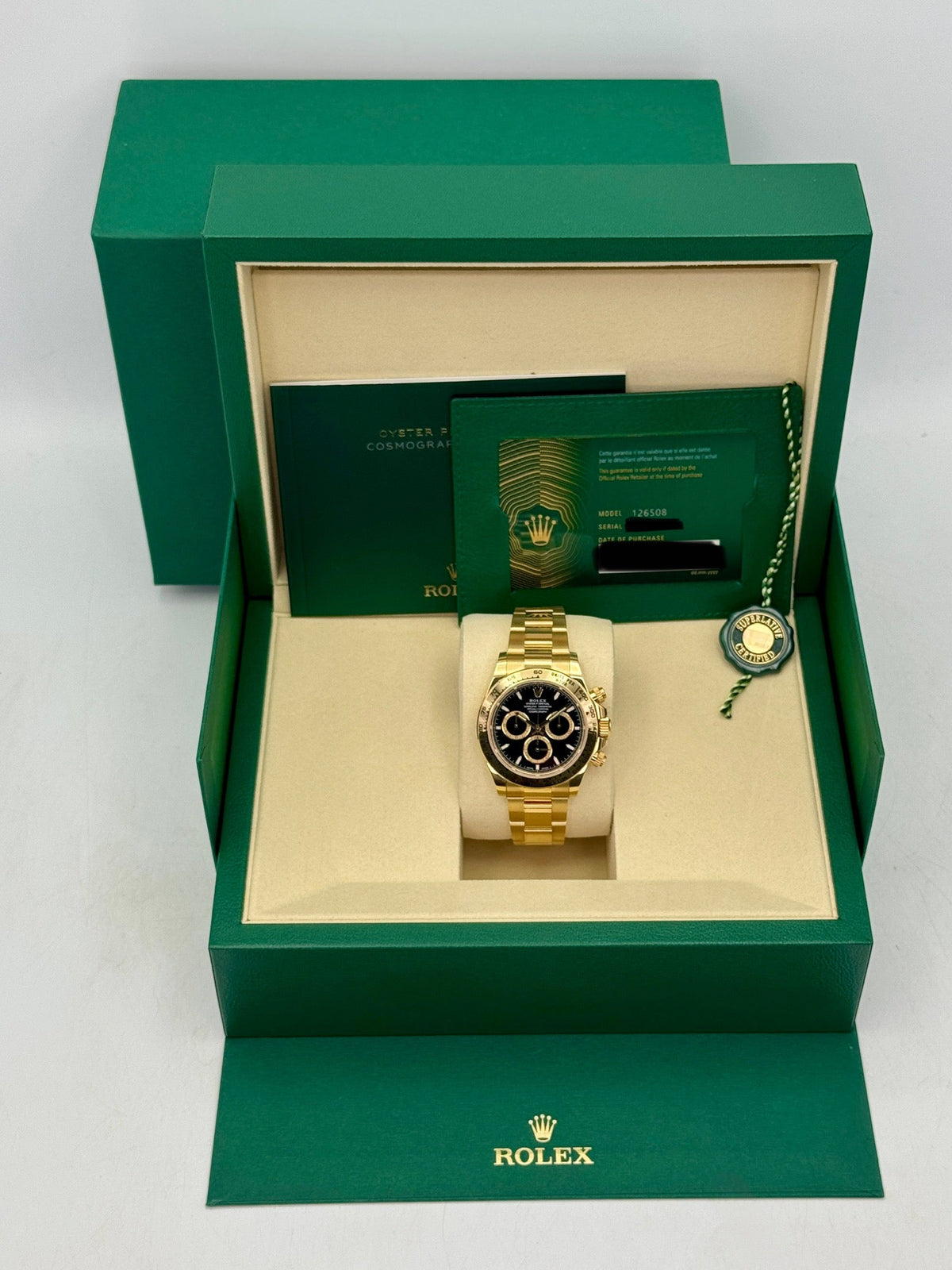2025 Rolex Daytona 40mm 126508 18K Yellow Gold Black Dial