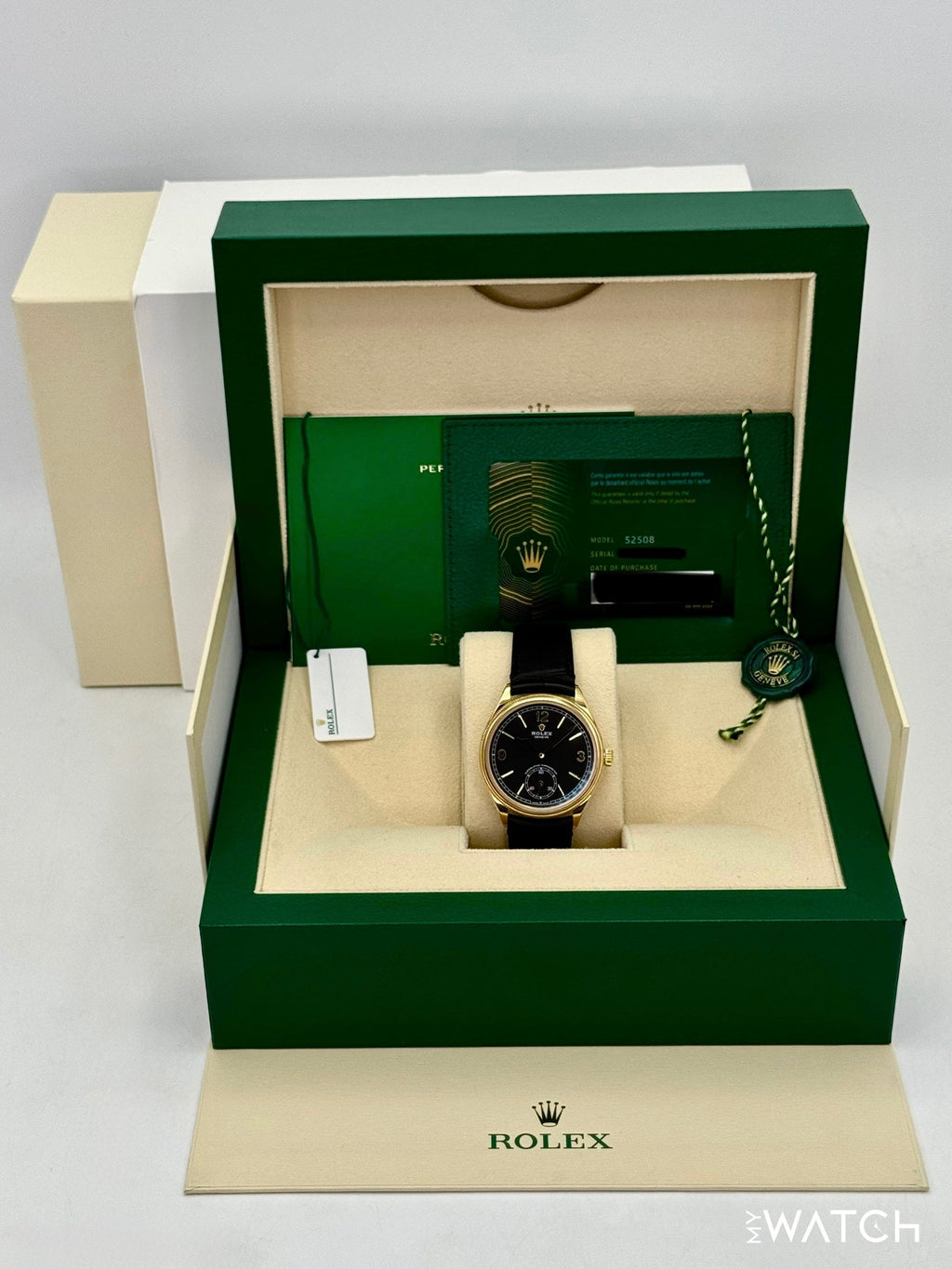 2025 Rolex 1908 39mm 52508 Yellow Gold Black Dial