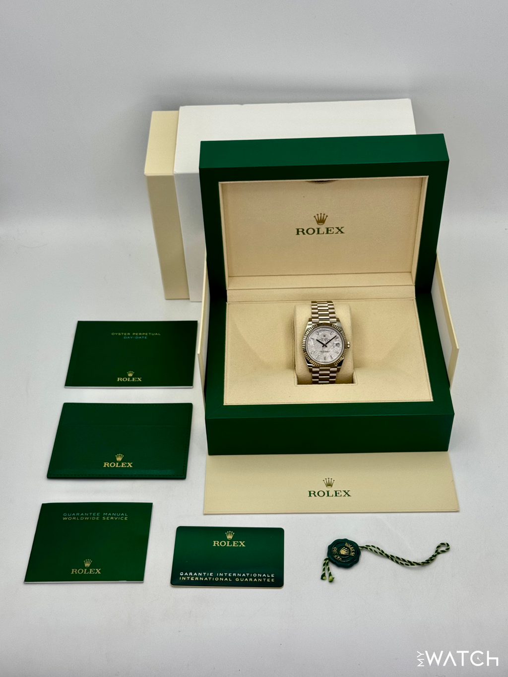 2025 Rolex Day-Date 40mm 228239 Presidential White Gold Meteorite Diamond Dial