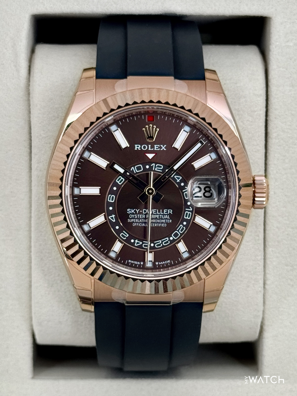 NEW 2026 Rolex Sky-Dweller 42mm 336235 Rose Gold Oysterflex Chocolate Dial (STICKERED)