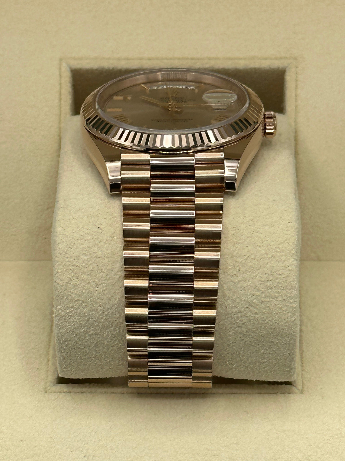 2021 Rolex Day-Date 40mm 228235 Presidential Rose Gold Sundust Dial