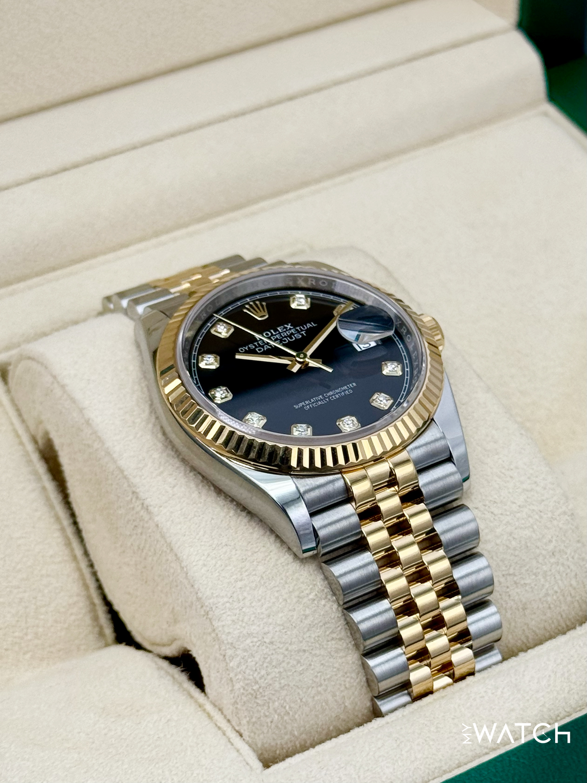 2024 Rolex Datejust 36mm 126233 Two-Tone Jubilee Black Diamond Dial