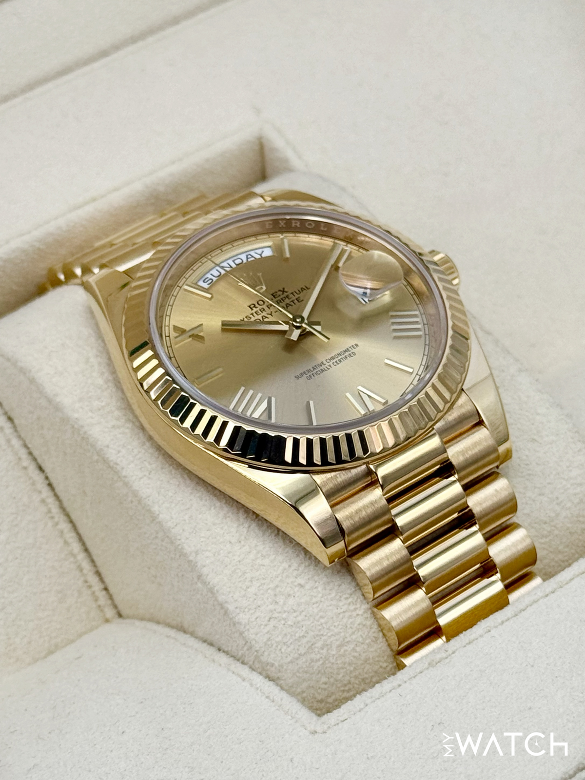 2021 Rolex Day-Date 40mm 228238 Presidential Champagne Roman Numeral Dial