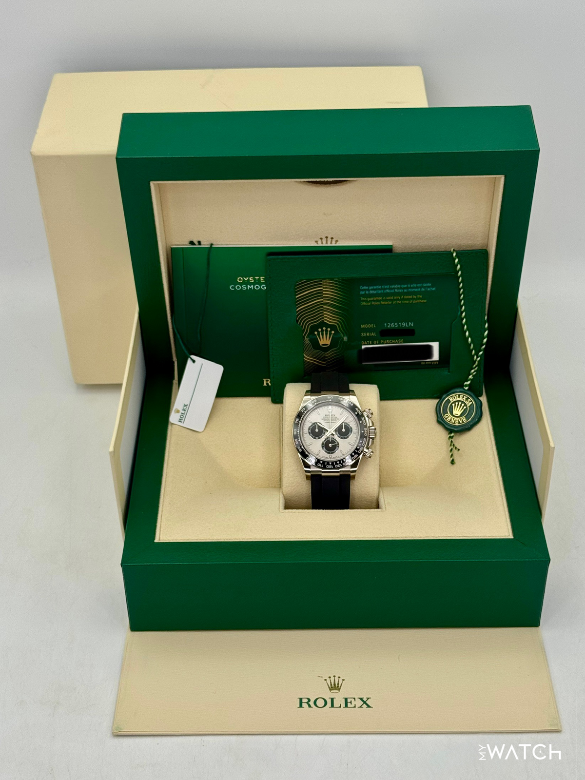 NEW 2025 Rolex Daytona 40mm 126519LN White Gold Oysterflex Silver Ghost Dial