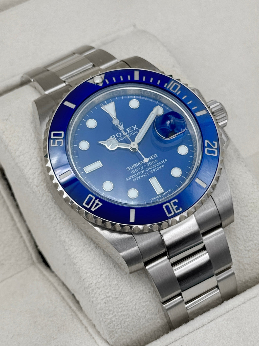 2016 Rolex Submariner Smurf 40mm 116619LB White Gold Blue Dial