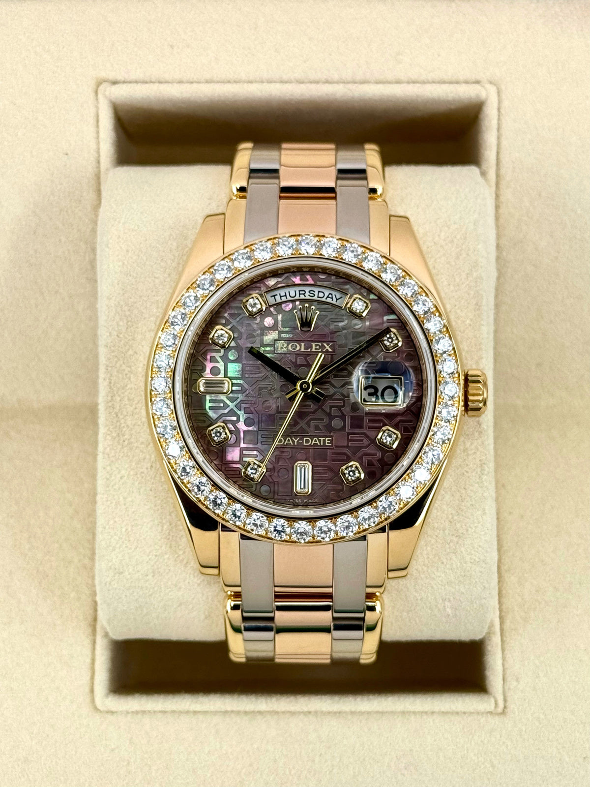 2011 Rolex Day-Date Masterpiece 39mm 18948 Tridor Tahitian Mother of Pearl Dial