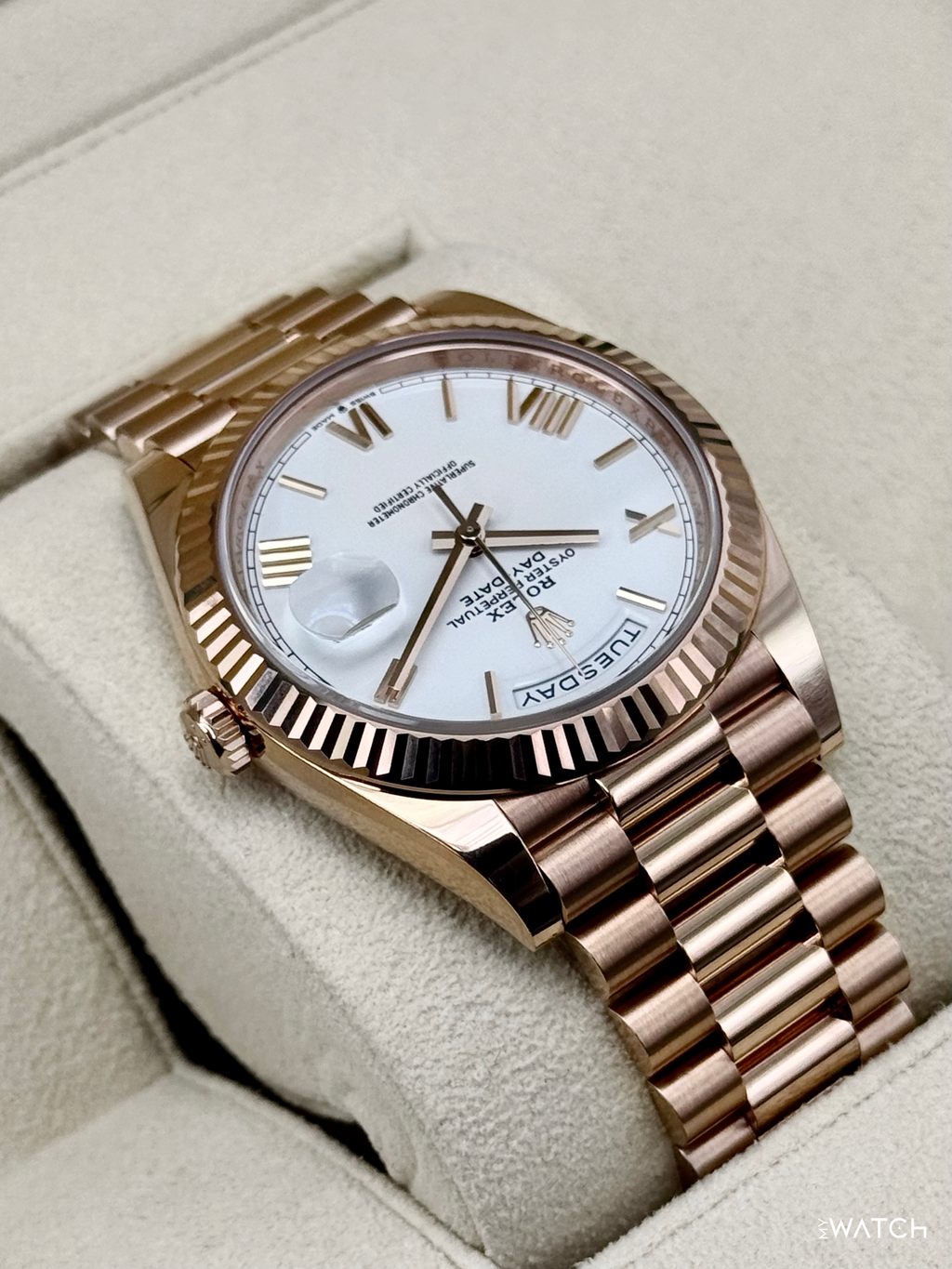 2024 Rolex Day-Date 228235 Presidential Rose Gold White Dial