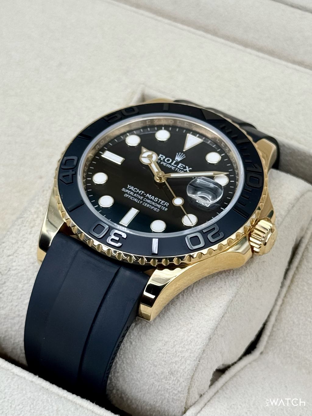 2022 Rolex Yacht-Master 42mm 226658 Gold Oysterflex Black Dial