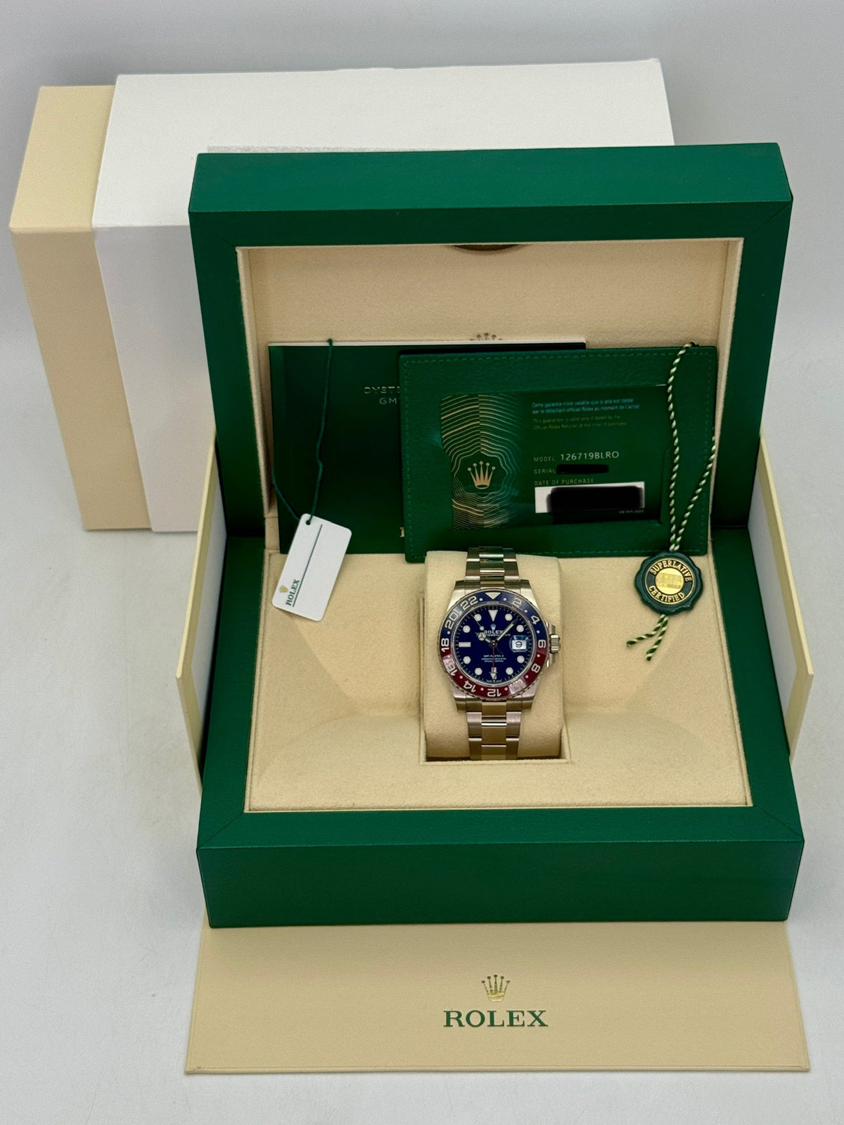 2021 Rolex GMT-Master II "Pepsi" 40mm 126719BLRO White Gold Blue Dial