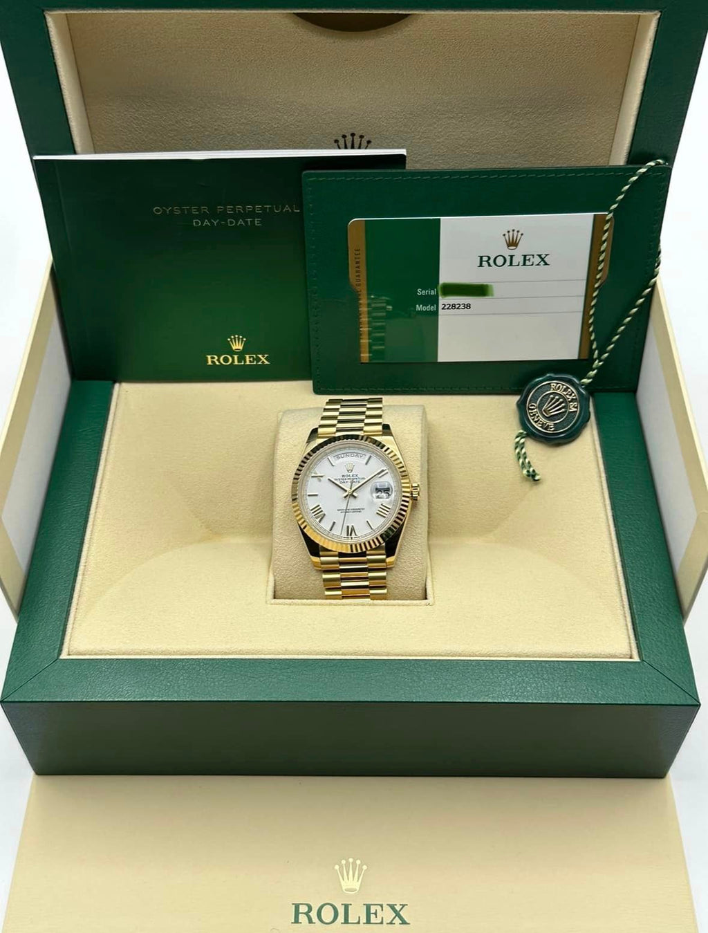 Rolex Day-Date 40mm 228238 Presidential White Dial