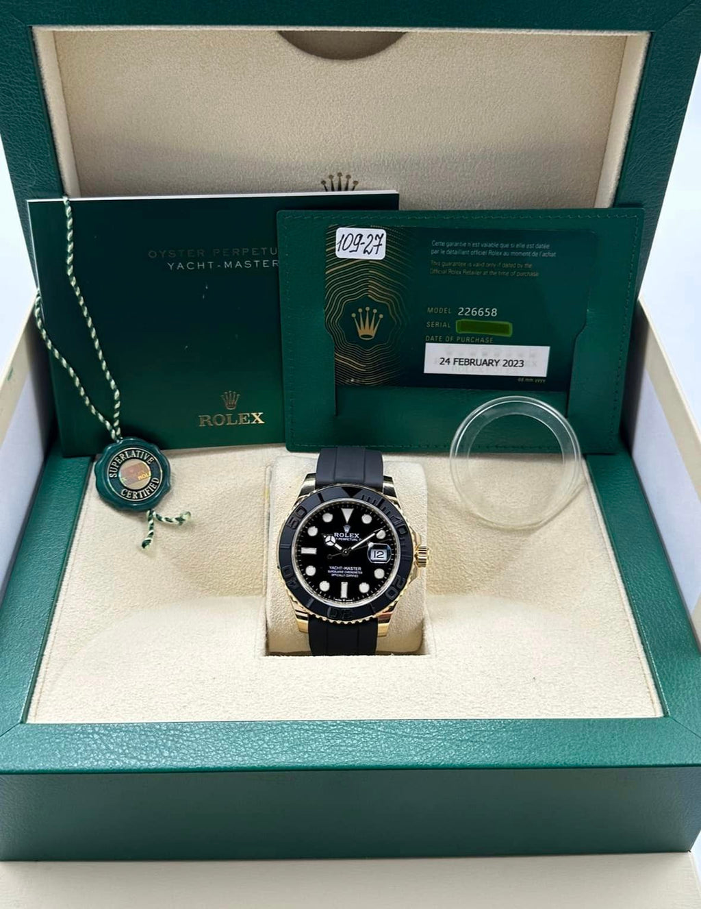 2023 Rolex Yacht-Master 42mm 226658 Gold Oysterflex Black Dial