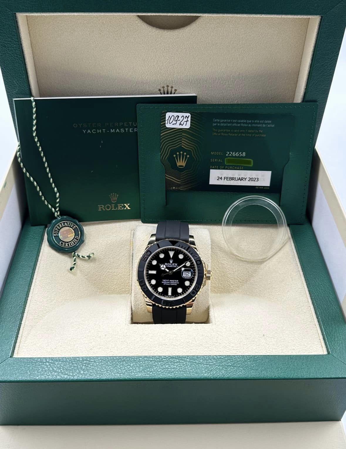 2023 Rolex Yacht-Master 42mm 226658 Gold Oysterflex Black Dial