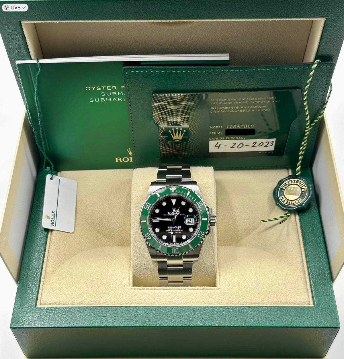 NEW 2023 Rolex Submariner "Starbucks" 41mm 126610LV Black Dial
