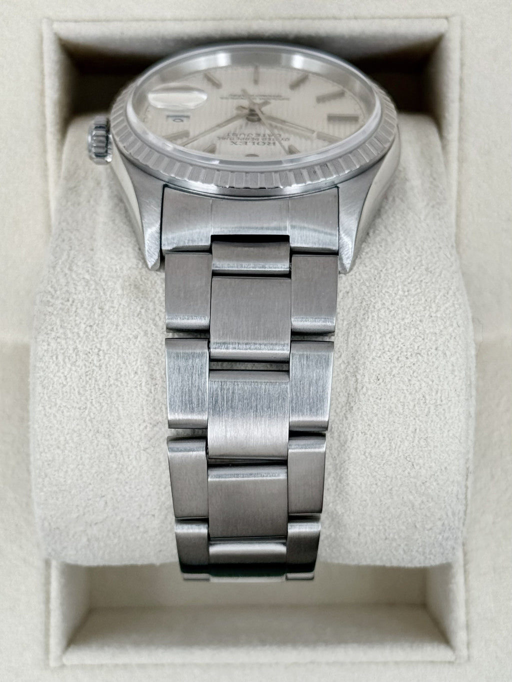 2004 Rolex Datejust 36mm 16220 Stainless Steel Oyster Silver Tapestry Dial (Collectors Set)