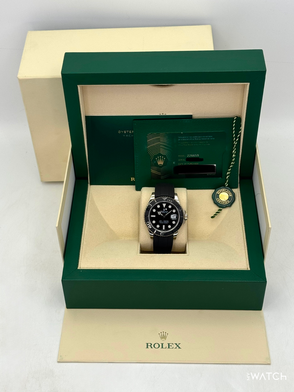 2021 Rolex Yacht-Master 42mm 226659 White Gold Oysterflex Black Dial