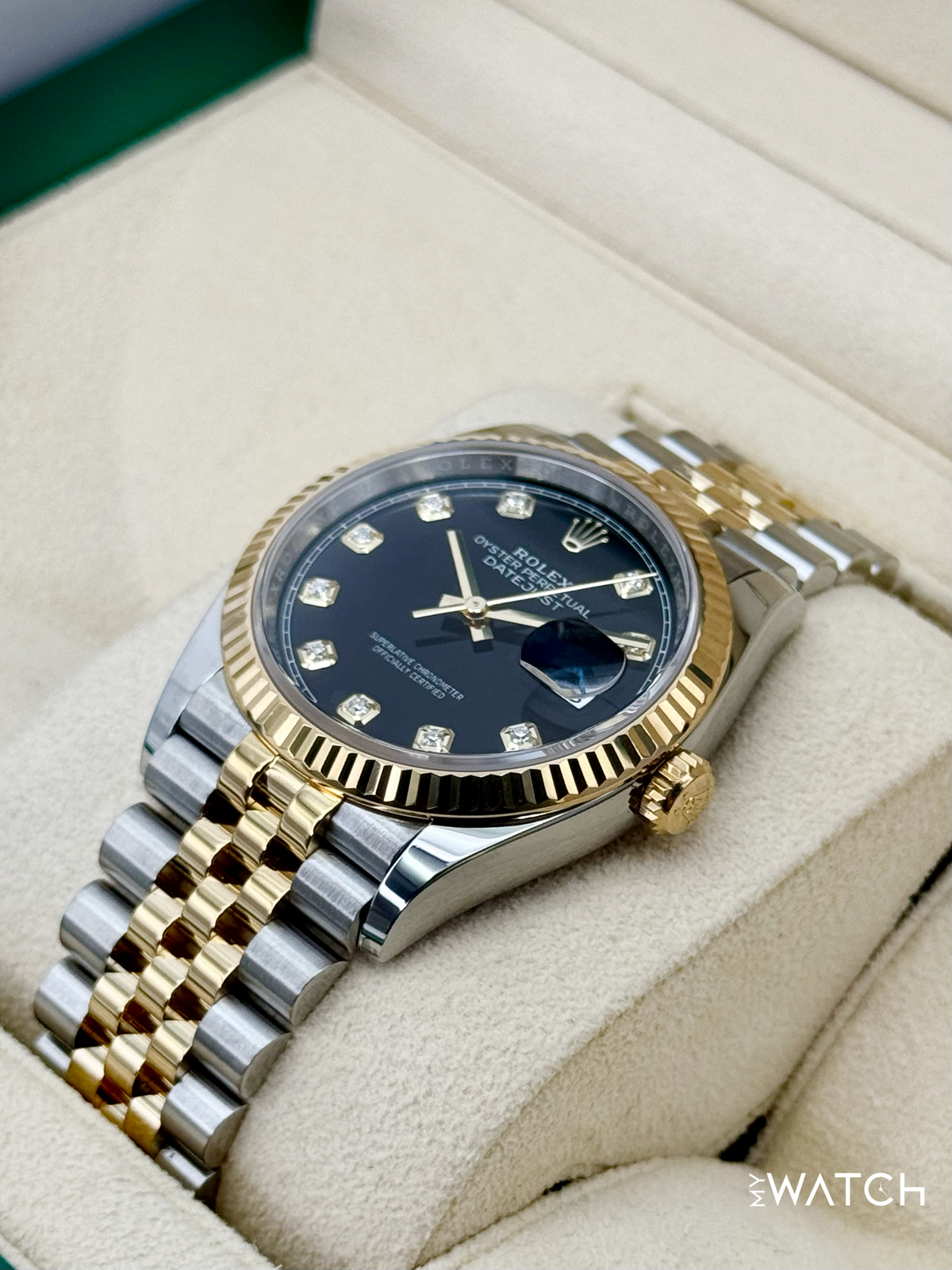2024 Rolex Datejust 36mm 126233 Two-Tone Jubilee Black Diamond Dial