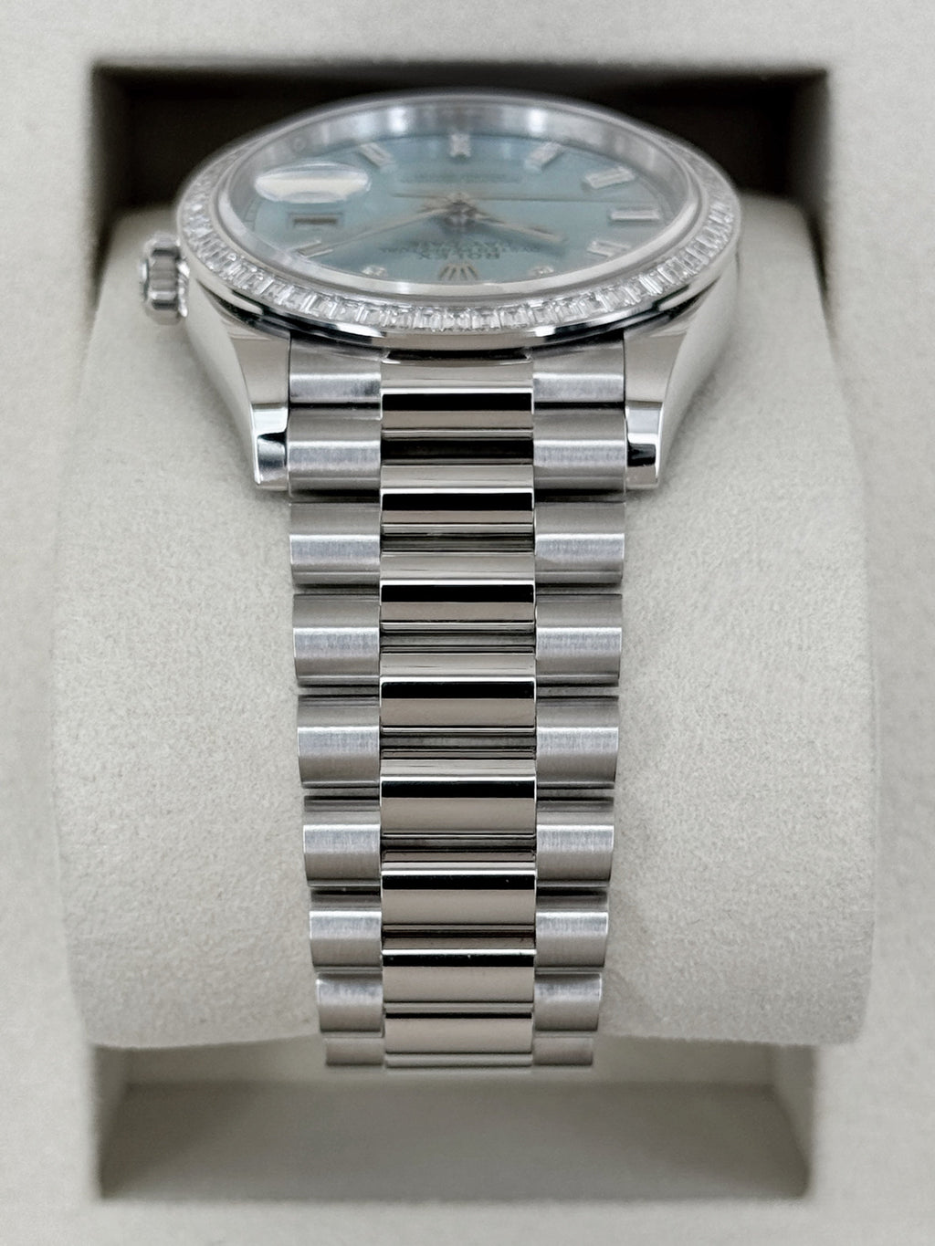 NEW 2026 Rolex Day-Date 36mm 128396TBR Ice Blue Roman Numeral Dial (NEW STYLE CARD)
