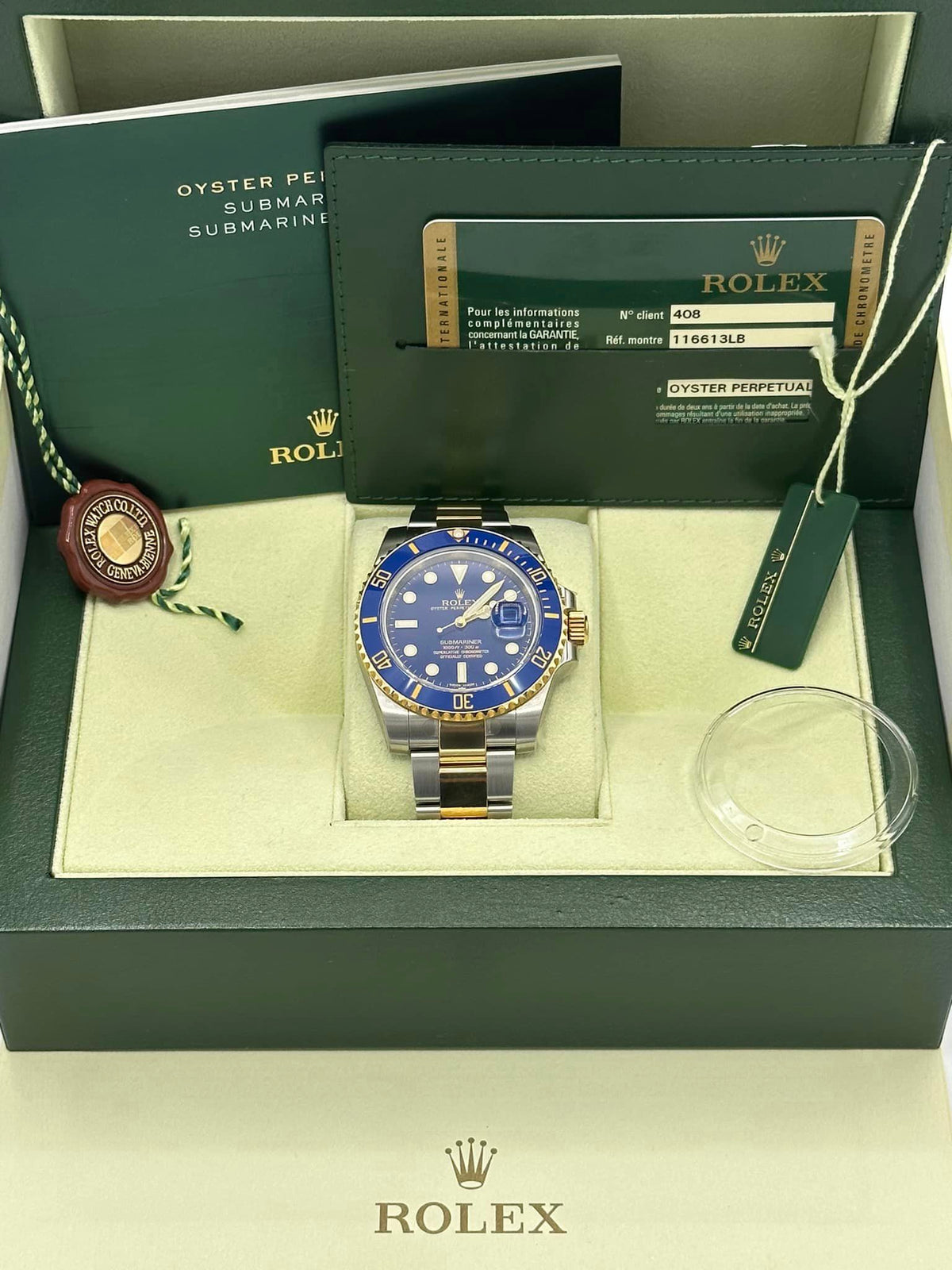 NEW OLD STOCK 2012 Rolex Submariner 40mm 116613LB RARE FLAT BLUE DIAL