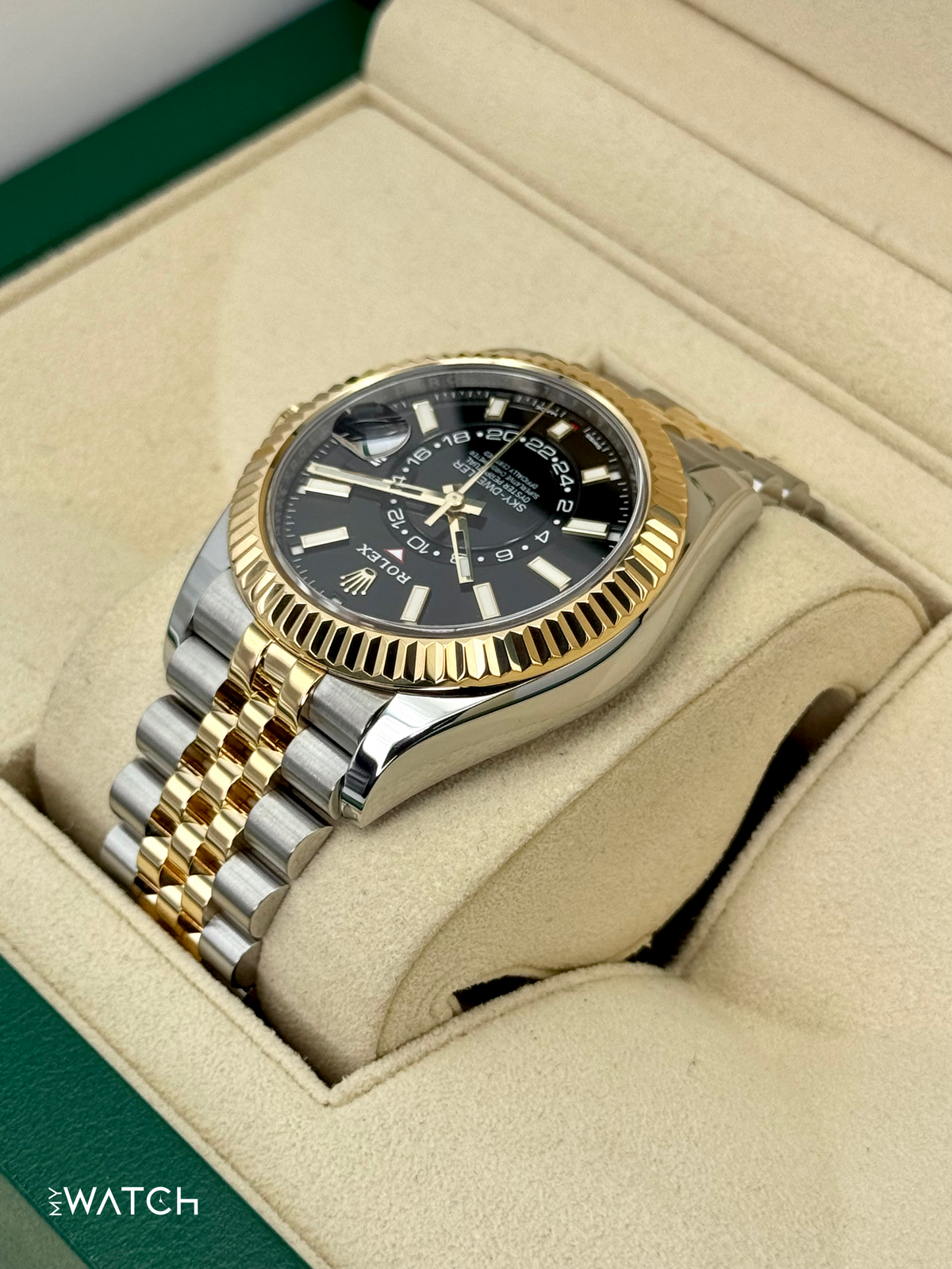 2022 Rolex Sky-Dweller 42mm 326933 Two-Tone Jubilee Black Dial