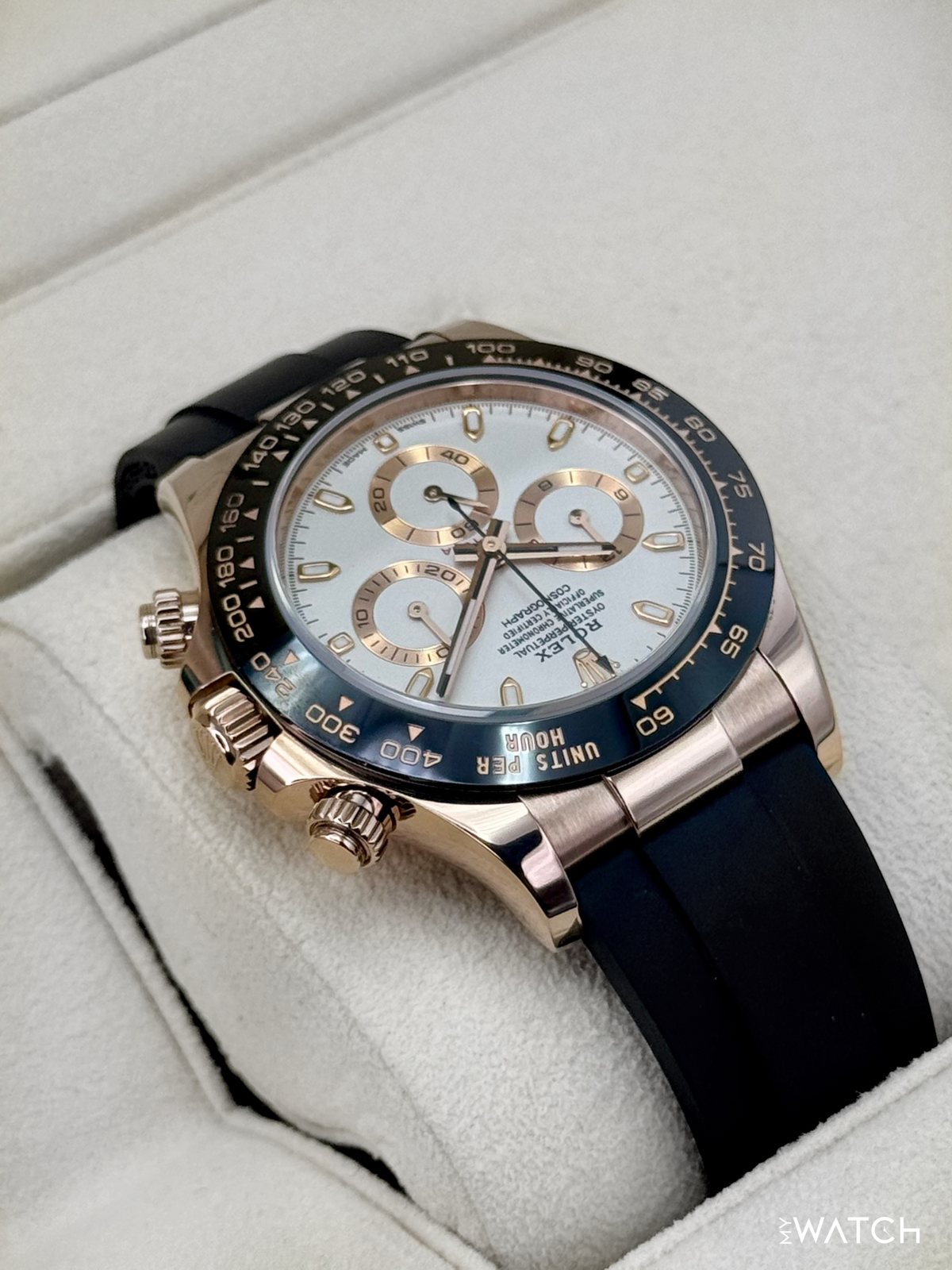 2022 Rolex Daytona 40mm 116515LN Rose Gold Oysterflex White Dial