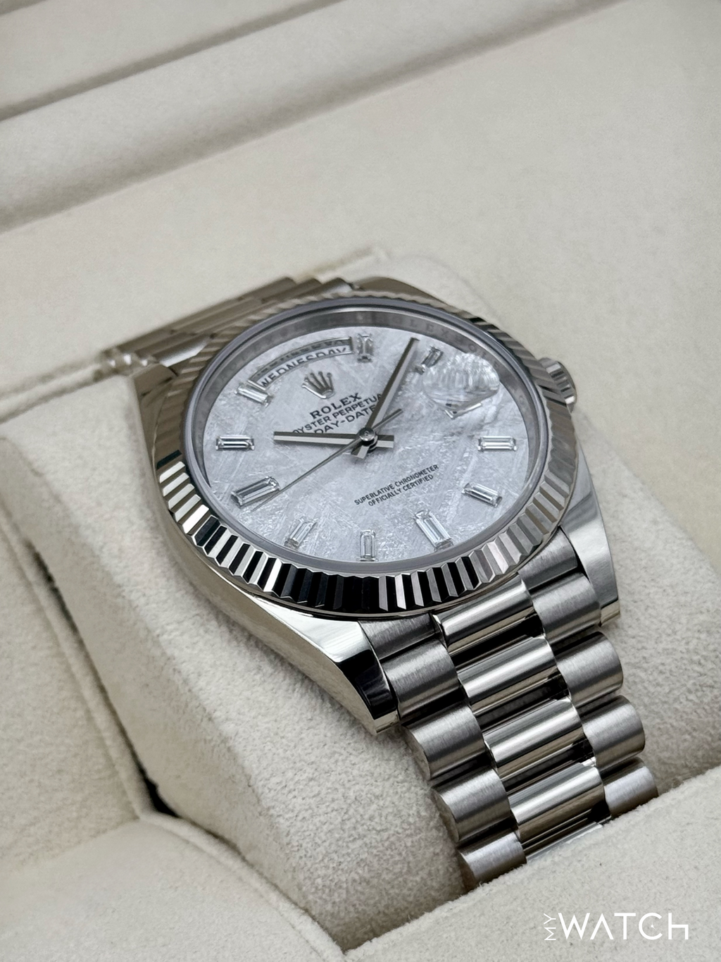 NEW 2025 Rolex Day-Date 40mm 228239 Presidential White Gold Meteorite Dial