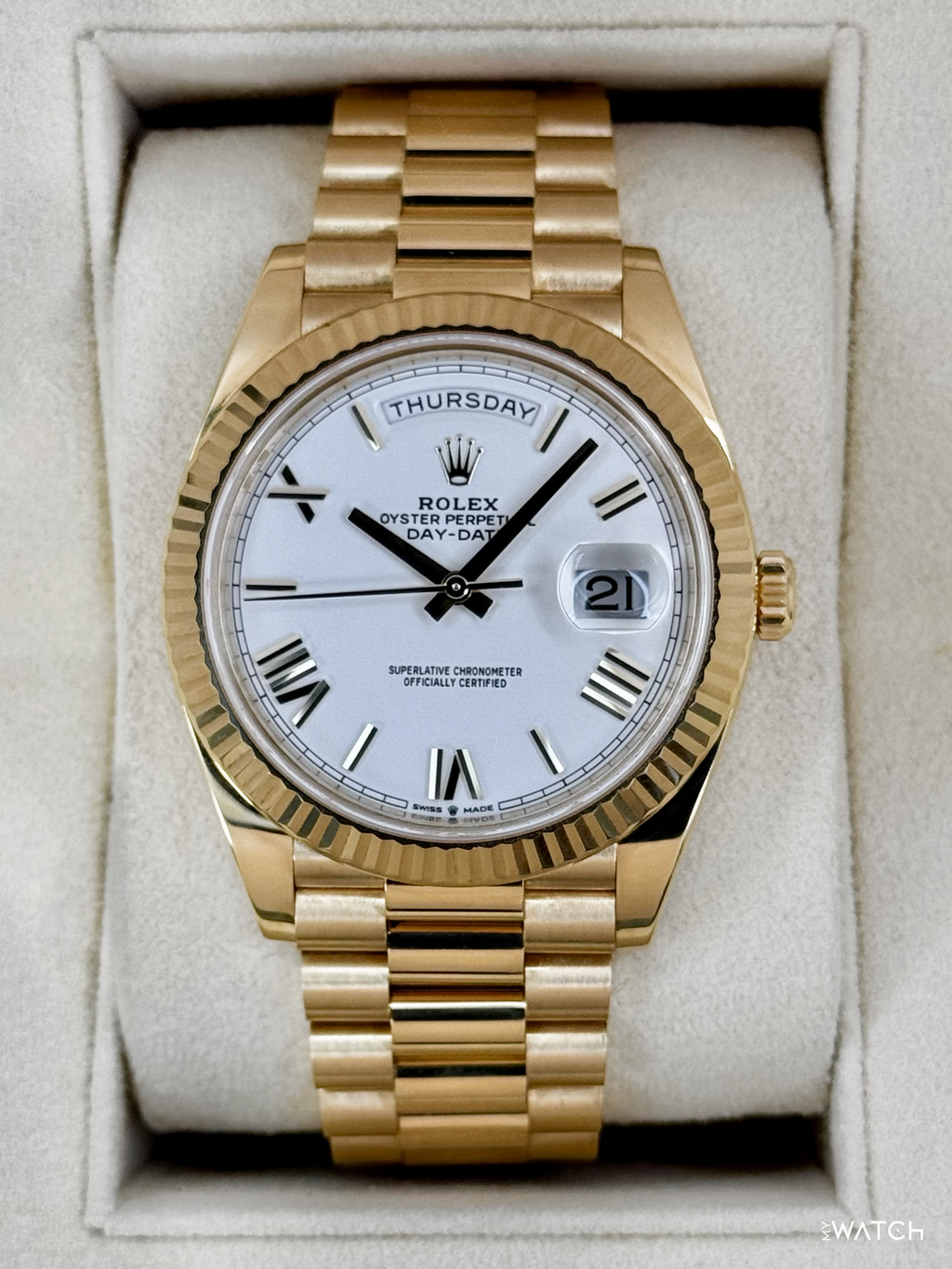 2022 Rolex Day-Date 40mm 228238 Presidential White Dial