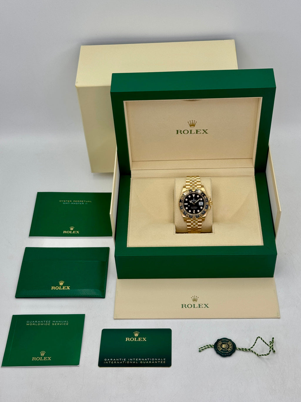 2024 Rolex GMT-Master II 40mm 126718GRNR Yellow Gold Jubilee Black Dial