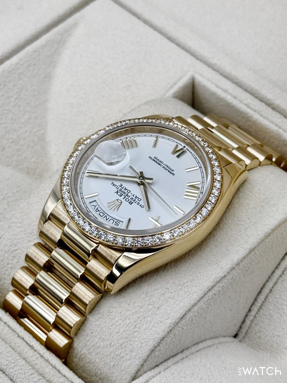 2024 Rolex Day-Date 36mm 128348RBR Presidential Yellow Gold White Dial