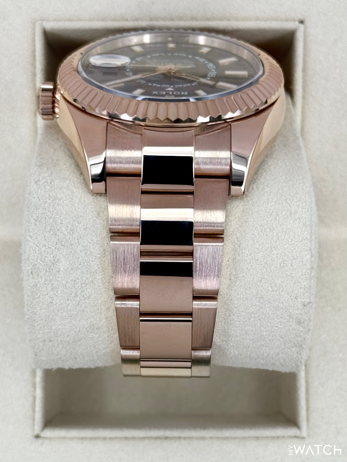 2019 Rolex Sky-Dweller 42mm 326935 Rose Gold Oyster Rhodium Dial