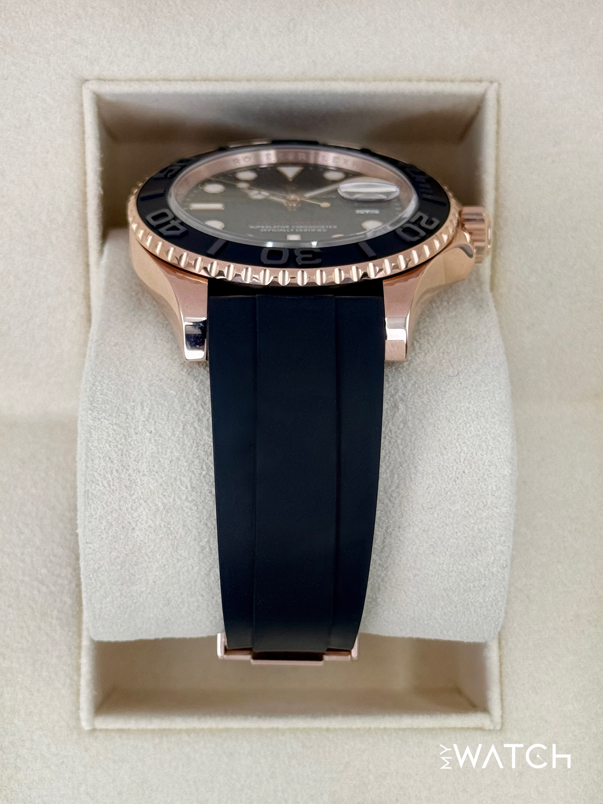 2016 Rolex Yacht-Master 40mm 116655 Rose Gold Oysterflex Black Dial