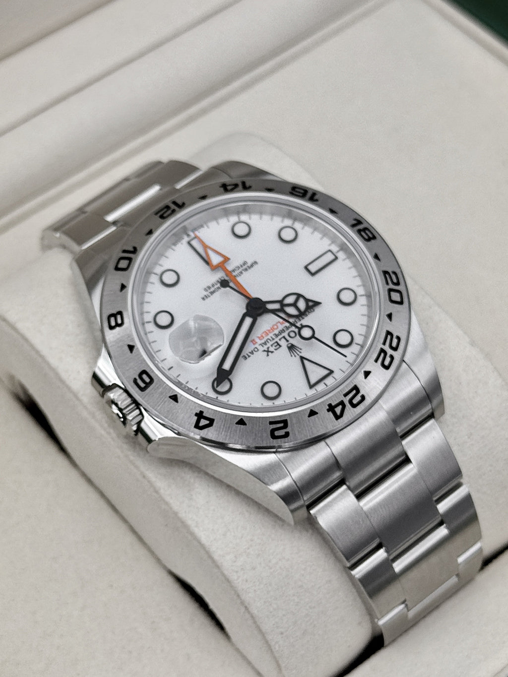 NEW 2026 Rolex Explorer II 42mm 226570 Stainless Steel Polar White Dial (NEW STYLE CARD)
