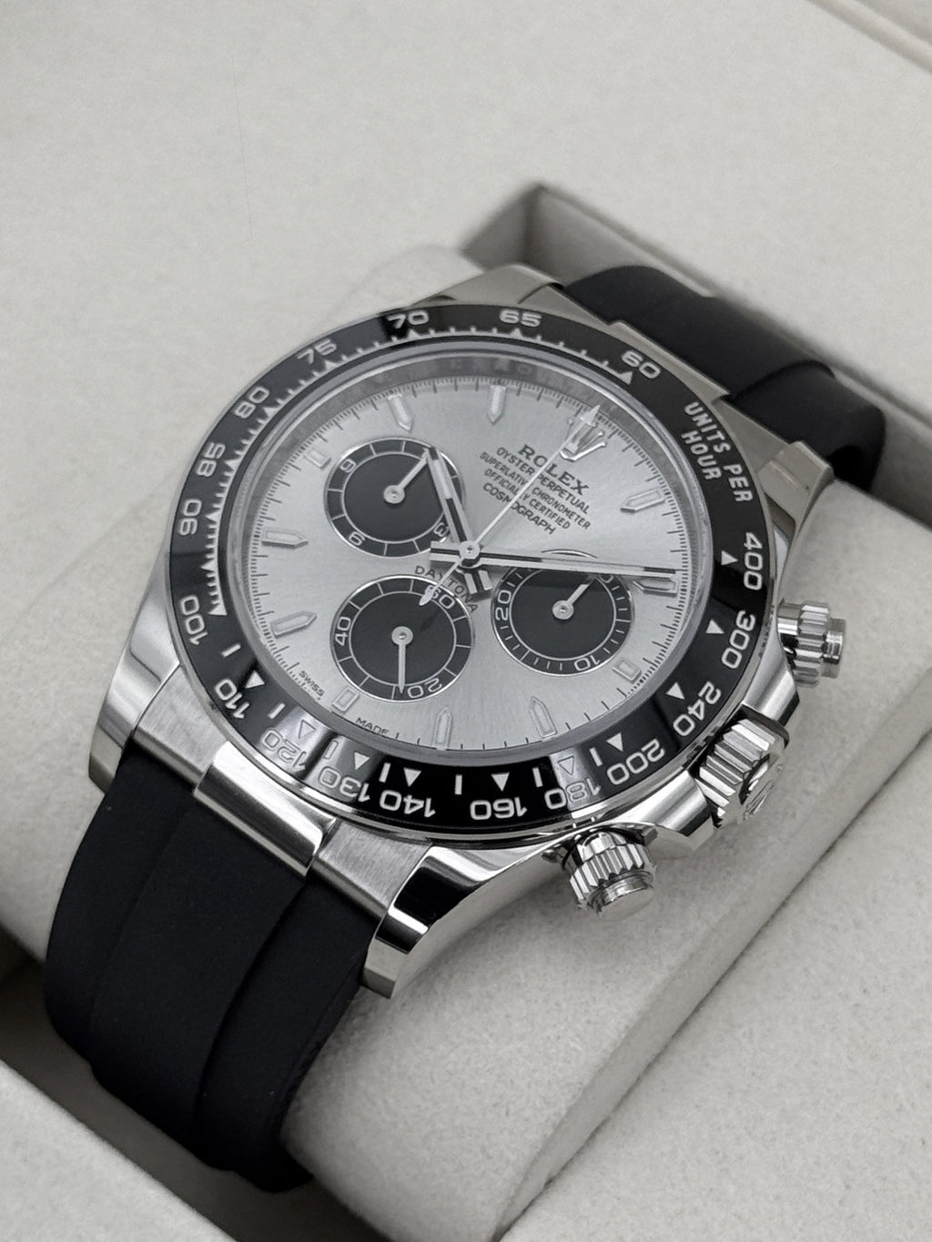 NEW 2026 Rolex Daytona 40mm 126519LN White Gold Oysterflex Silver Ghost Dial (NEW CARD STYLE)