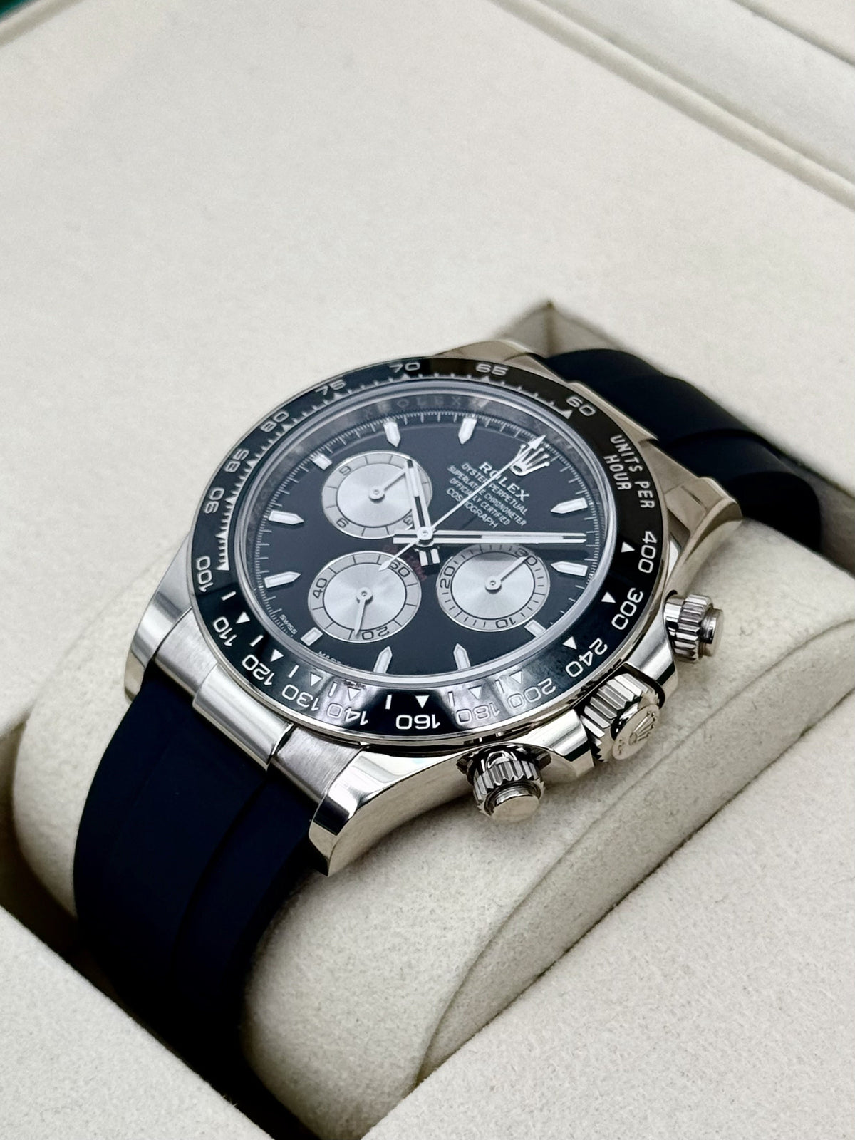 2025 Rolex Daytona 40mm 126519LN White Gold Oysterflex Black Dial