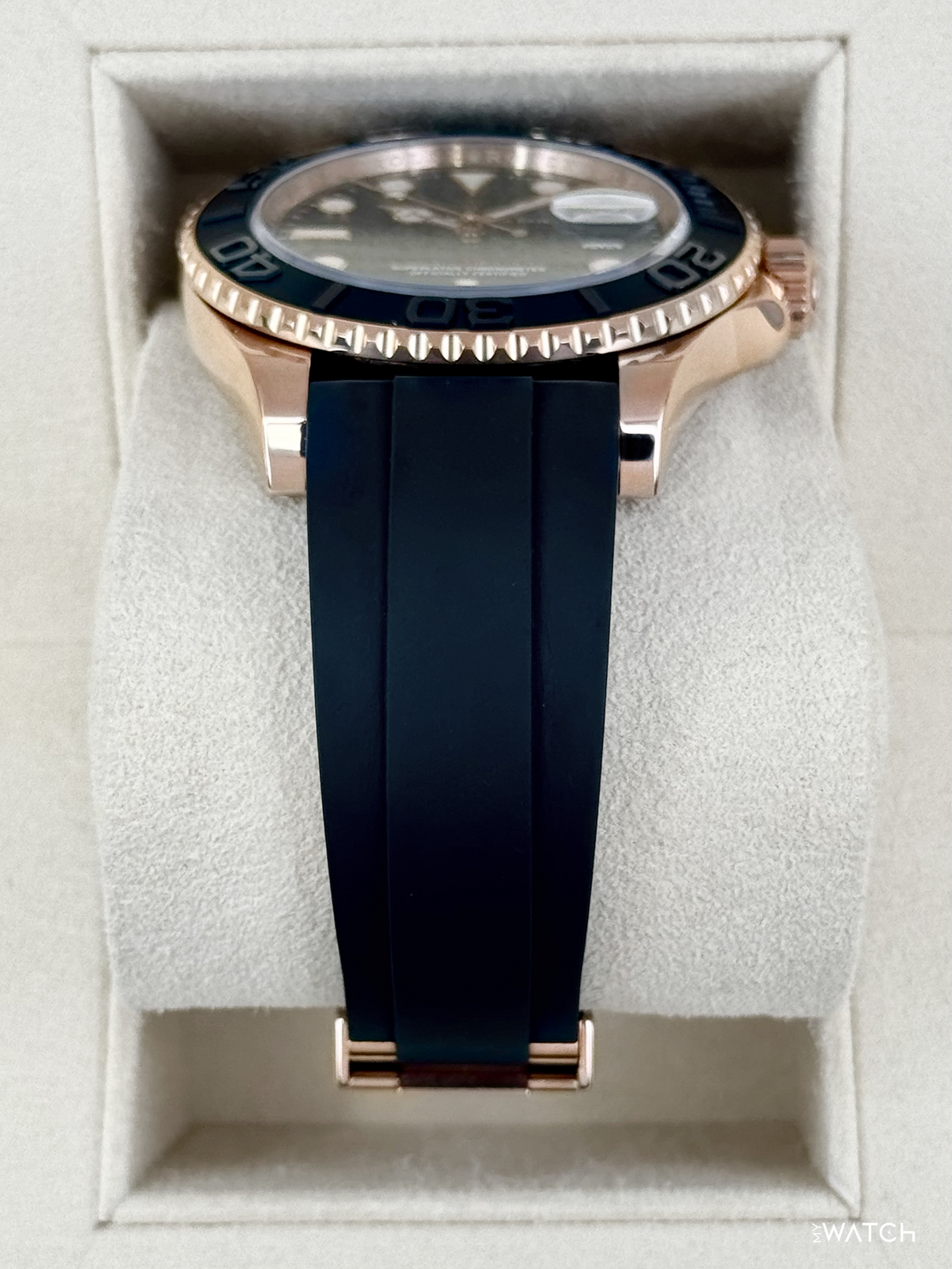 2019 Rolex Yacht-Master 40mm 116655 Rose Gold Oysterflex Black Dial