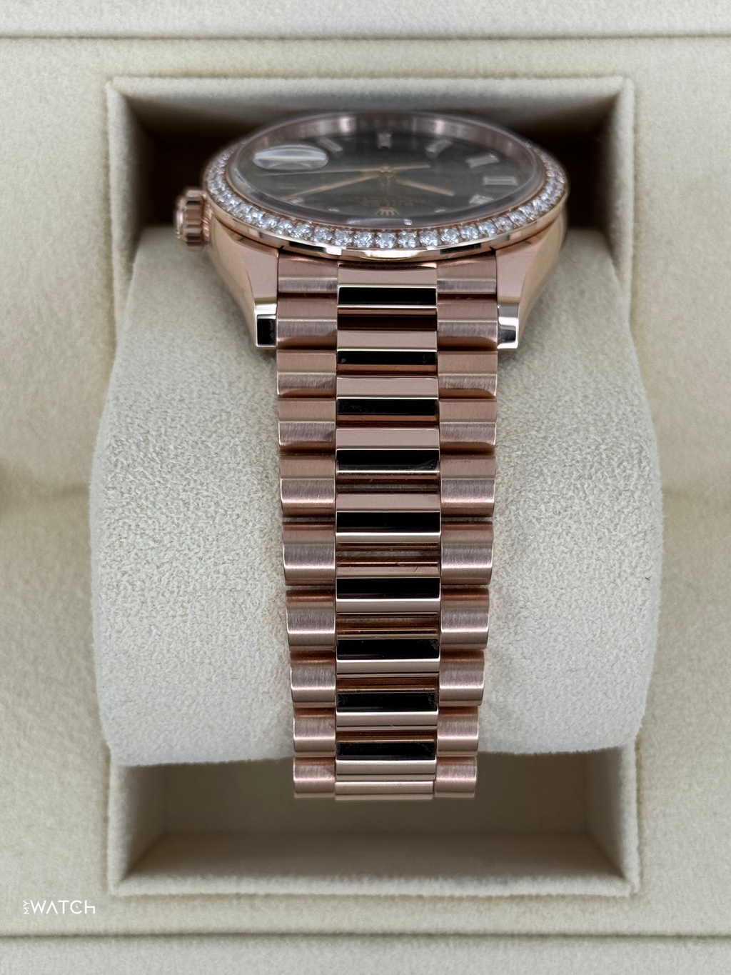 NEW 2025 Rolex Day-Date 36mm 128345RBR Rose Gold Blue Baguette Dial