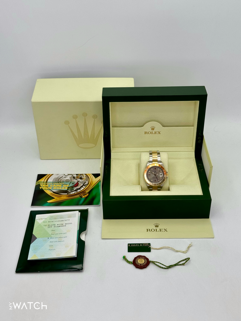 2007 Rolex GMT-Master II 40mm 16713 Slate Grey Serti Diamond Ruby Dial