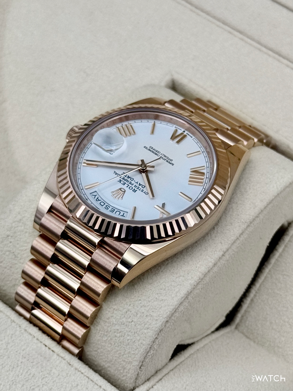 2024 Rolex Day-Date 228235 Presidential Rose Gold White Dial