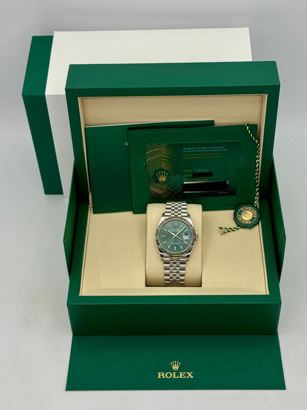 NEW 2026 Rolex Datejust 36mm 126234 Stainless Steel Jubilee Mint Green Dial