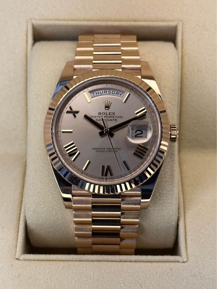 2020 Rolex Day-Date 40mm 228235 Presidential Rose Gold Sundust Dial