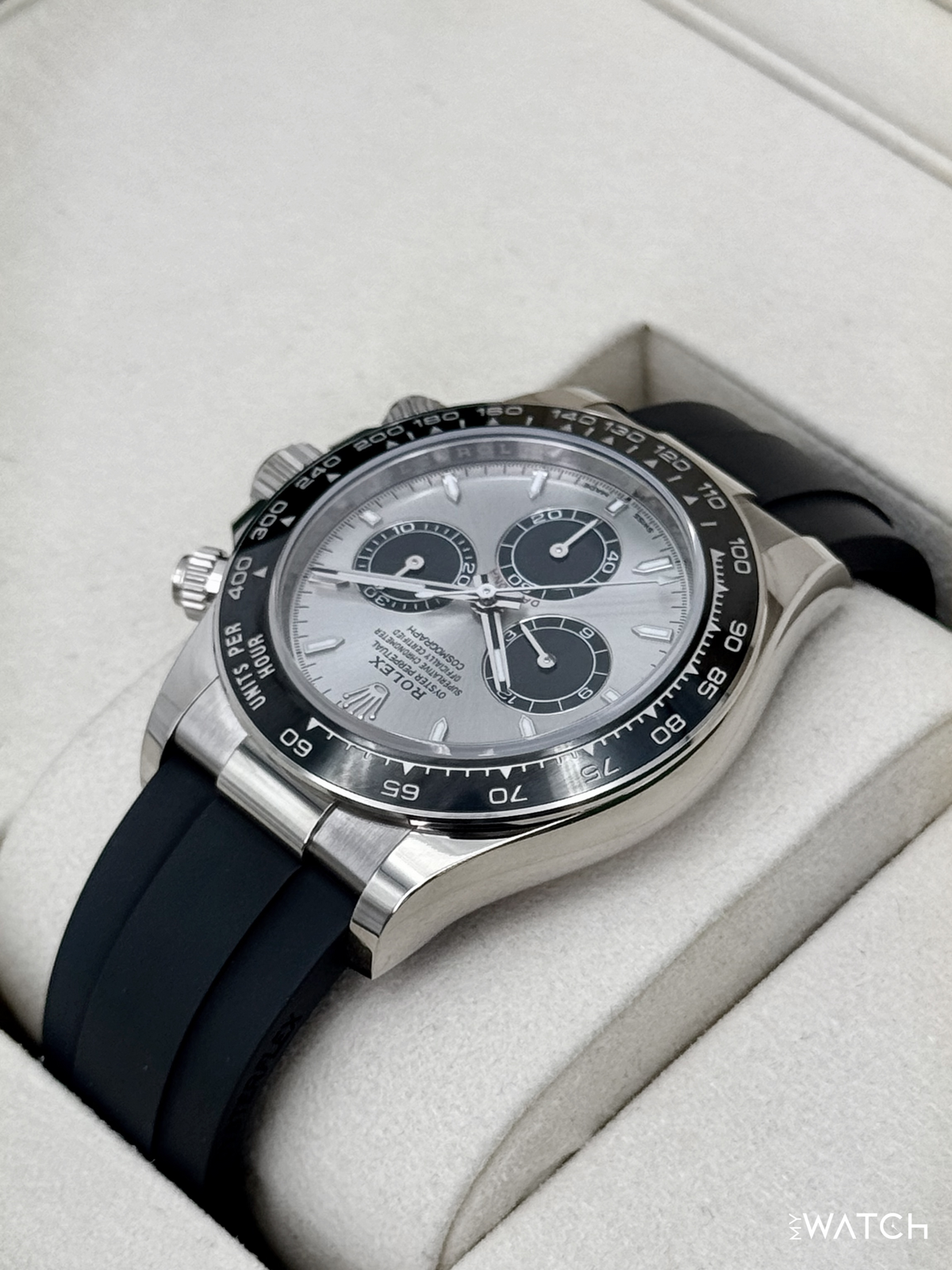 2025 Rolex Daytona 40mm 126519LN White Gold Oysterflex Silver Ghost Dial
