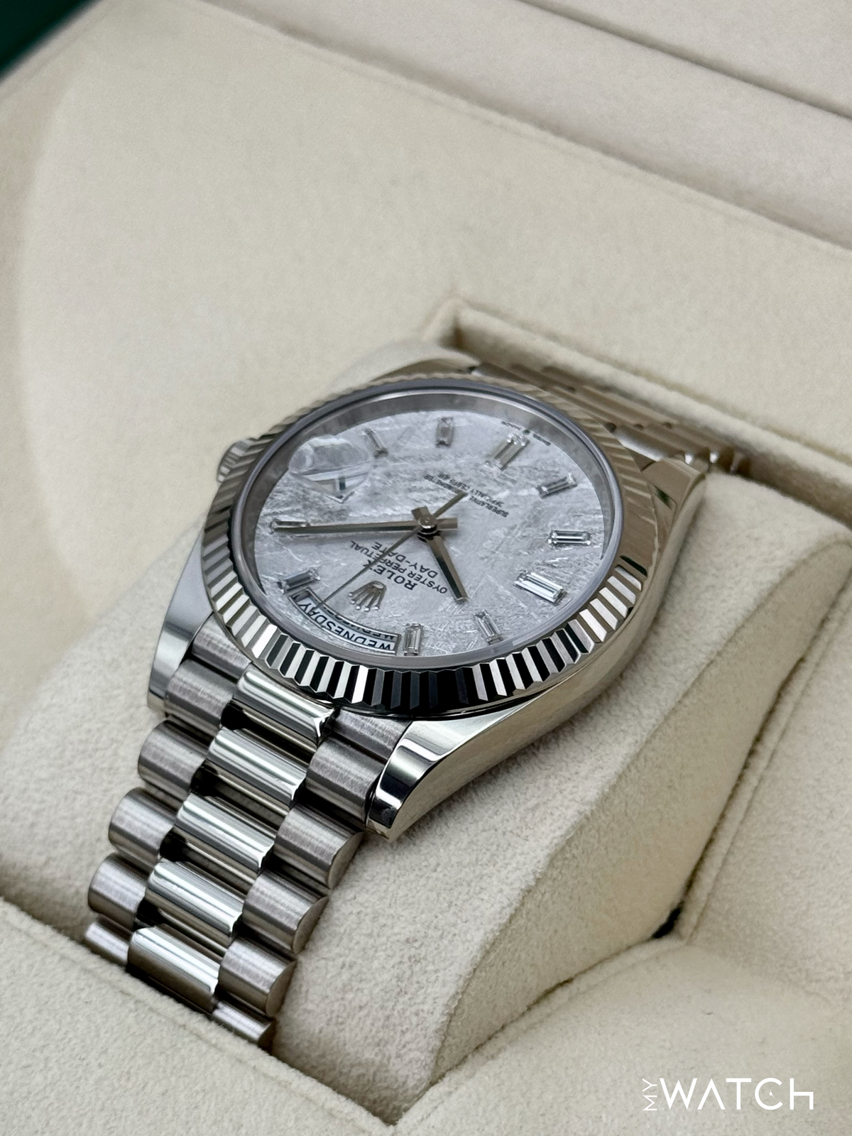 NEW 2025 Rolex Day-Date 40mm 228239 Presidential White Gold Meteorite Dial