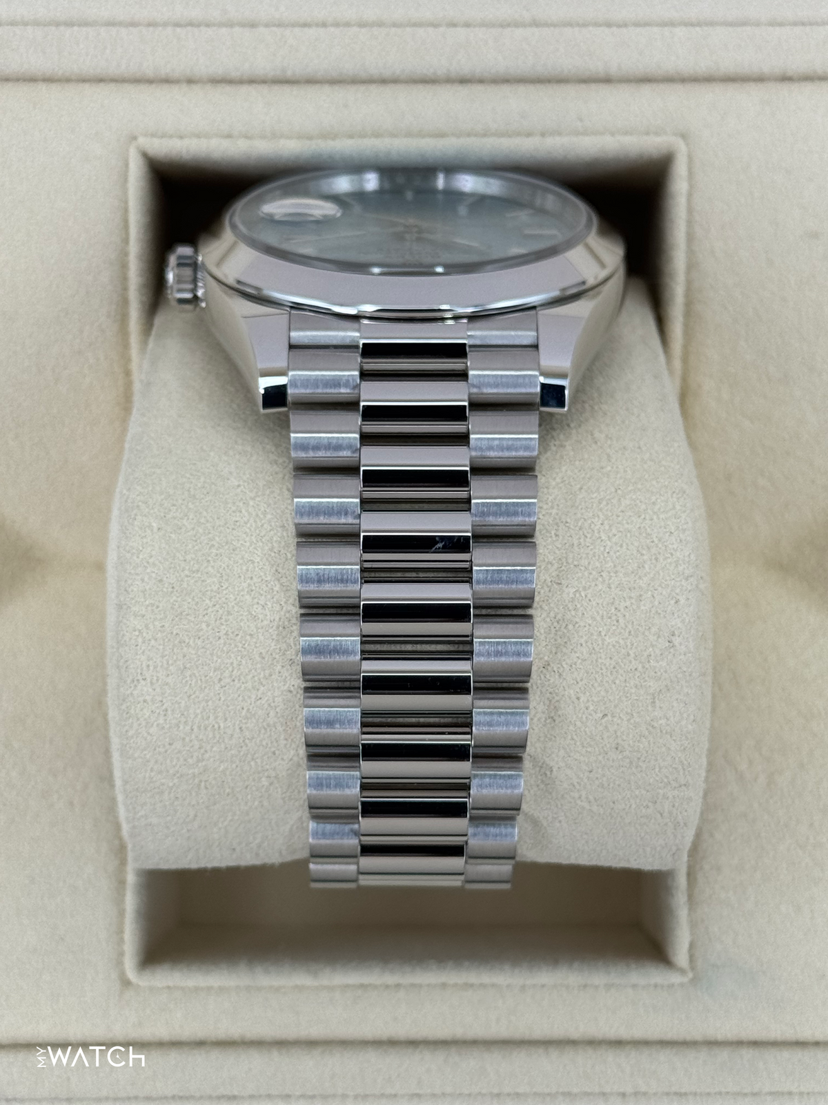2024 Rolex Day-Date 40mm 228206 Platinum Blue Motif Dial