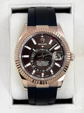 2025 CPO Rolex Sky-Dweller 42mm 326235 Rose Gold Oysterflex Chocolate Dial (CPO)
